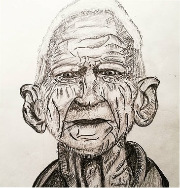 Pencil portrait of an old man