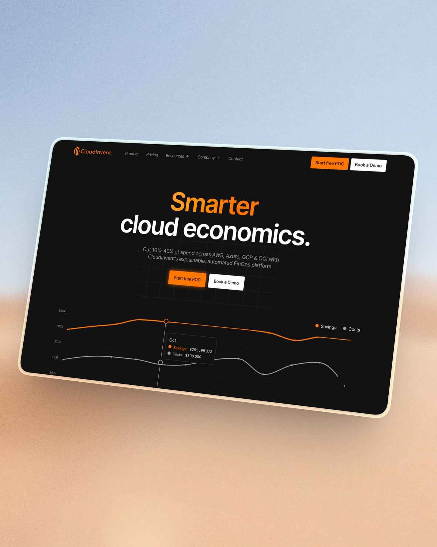 CloudInvent website redesign shown on a tablet