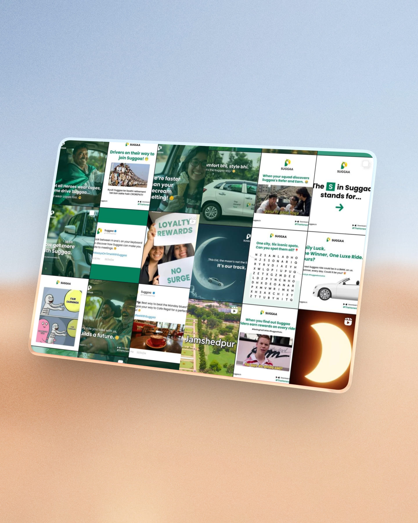 Suggaa social media designs shown on a tablet